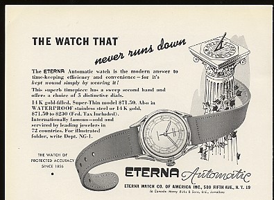 Publicit pour les montres Eterna