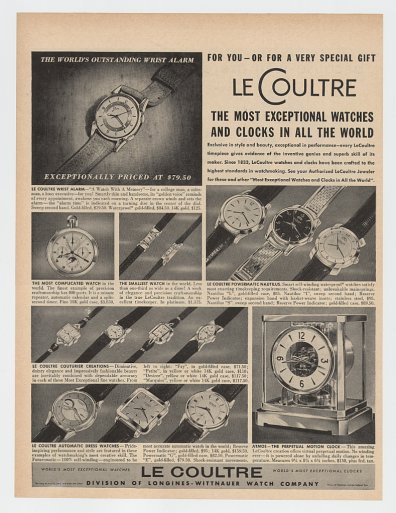 Publicité pour les montres LeCoultre