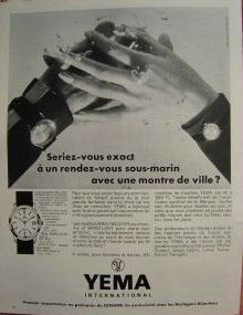 Publicit pour les montres Yma